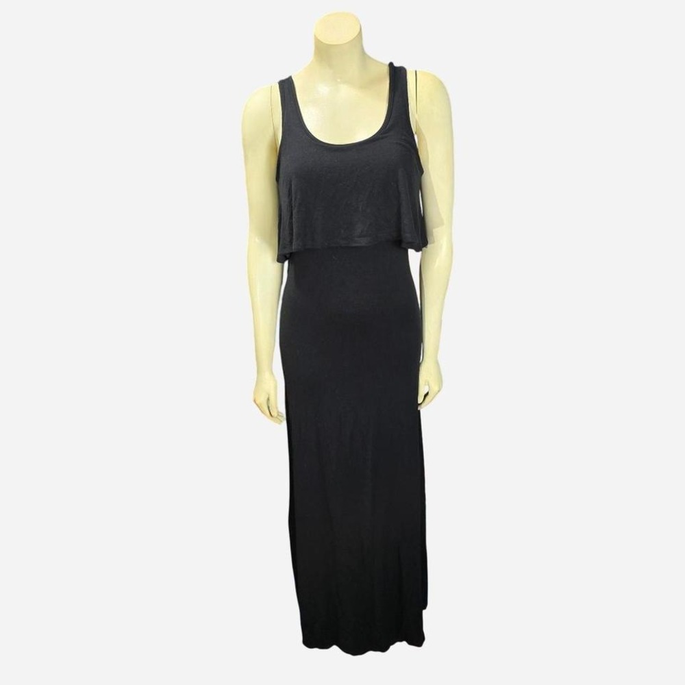 Black‎ long dress with ruffle detail